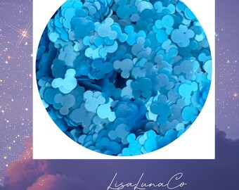 Satin teal Mickey heads - solvent resistant glitter