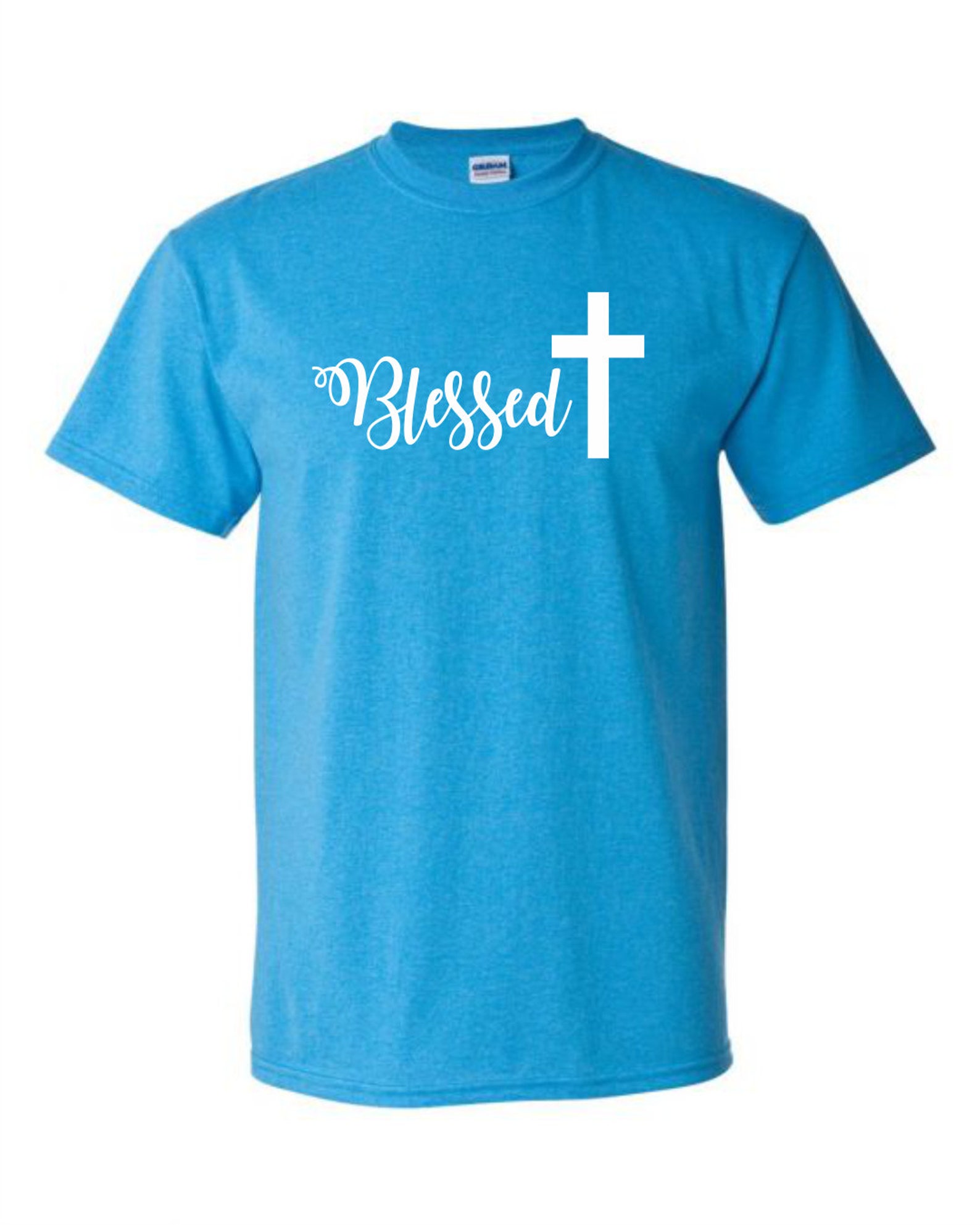 Blessed with Cross Shirt Simple Script Christian Blessed | Etsy