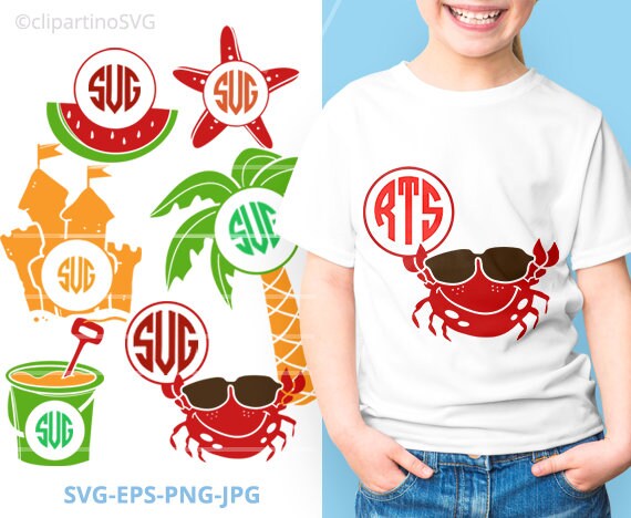 Download Beach Svg Monogram Cricut Vinyl Design Heat Press File Summer Etsy