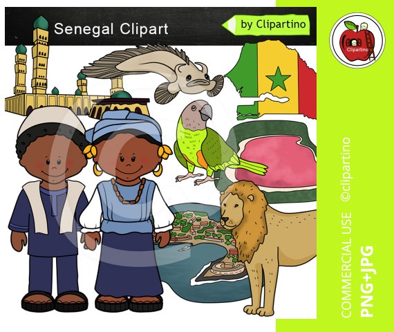 Senegal clipart African boy and girl clip art-Africa clip art Country Clip art-Instant Download