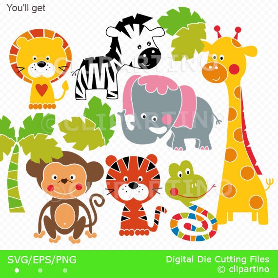 Safari Animals Svg African Animals Svg Jungle Animals Svg Cute Etsy