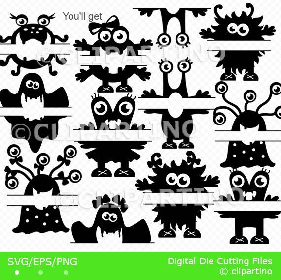 Download Monster Svg Split Monogram Cricut Design Baby Girl Cute Etsy