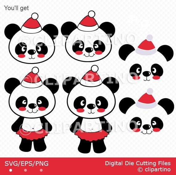 Download Panda Svg Panda Christmas Svg Cutting Files Digital Eps Etsy