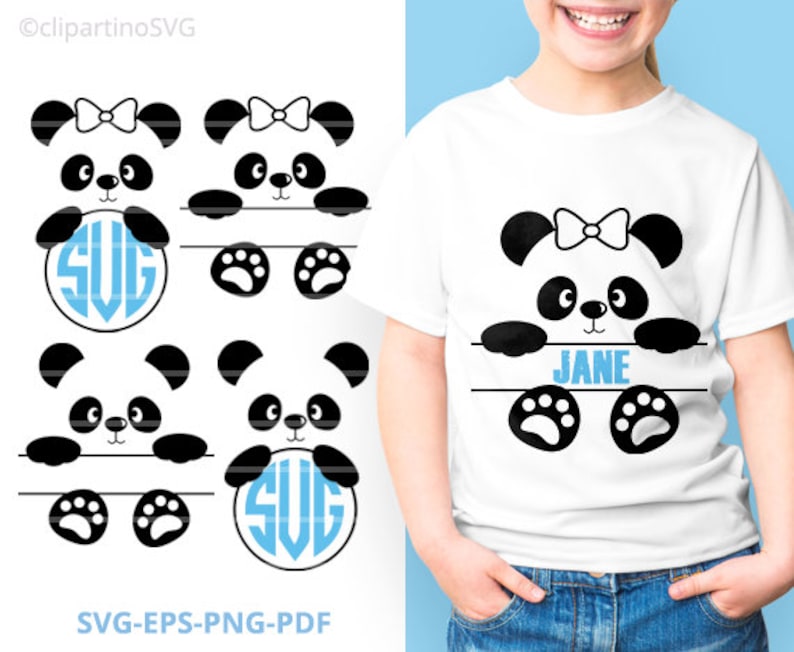 Download Panda SVG Monogram Panda cut file Cricut design Girl Boy ...