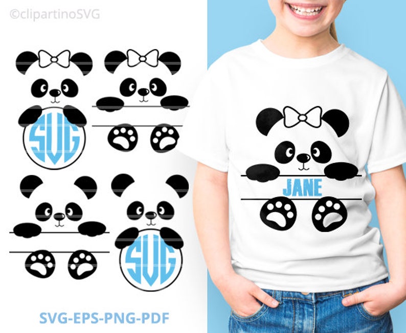 Download Panda SVG Monogram Panda cut file Cricut design Girl Boy ...