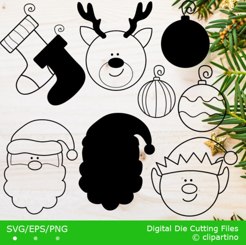 Christmas SVG82 Itemchristmas Black and White Svgcutting  Etsy