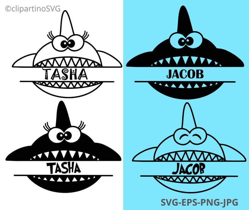 Download Shark SVG Monogram Shark svg outline Shark cut file Cricut ...