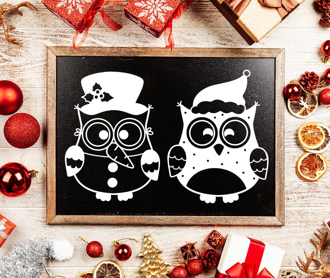 Christmas Owl SVG Little Owl Cut File Funny Owl Cricut | Etsy