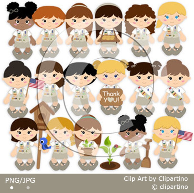 Cadette Girl Scout Clipart Scout Girl Clip Art Commercial Use | Etsy