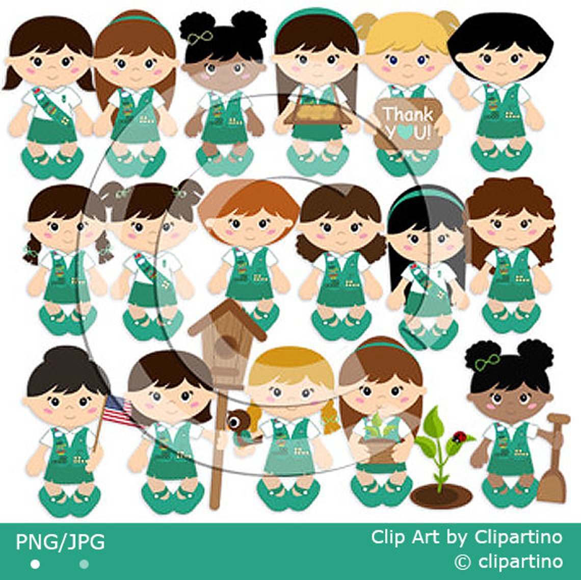 Junior Girl Scout Clipart Scout Girl Clip art Commercial use Etsy