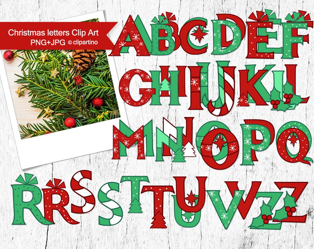 Christmas letters clip art holidays alphabet clip art | Etsy
