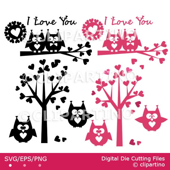 Owl Love Svg Cutting File Svg Eps Png Cricut Silhouette Etsy