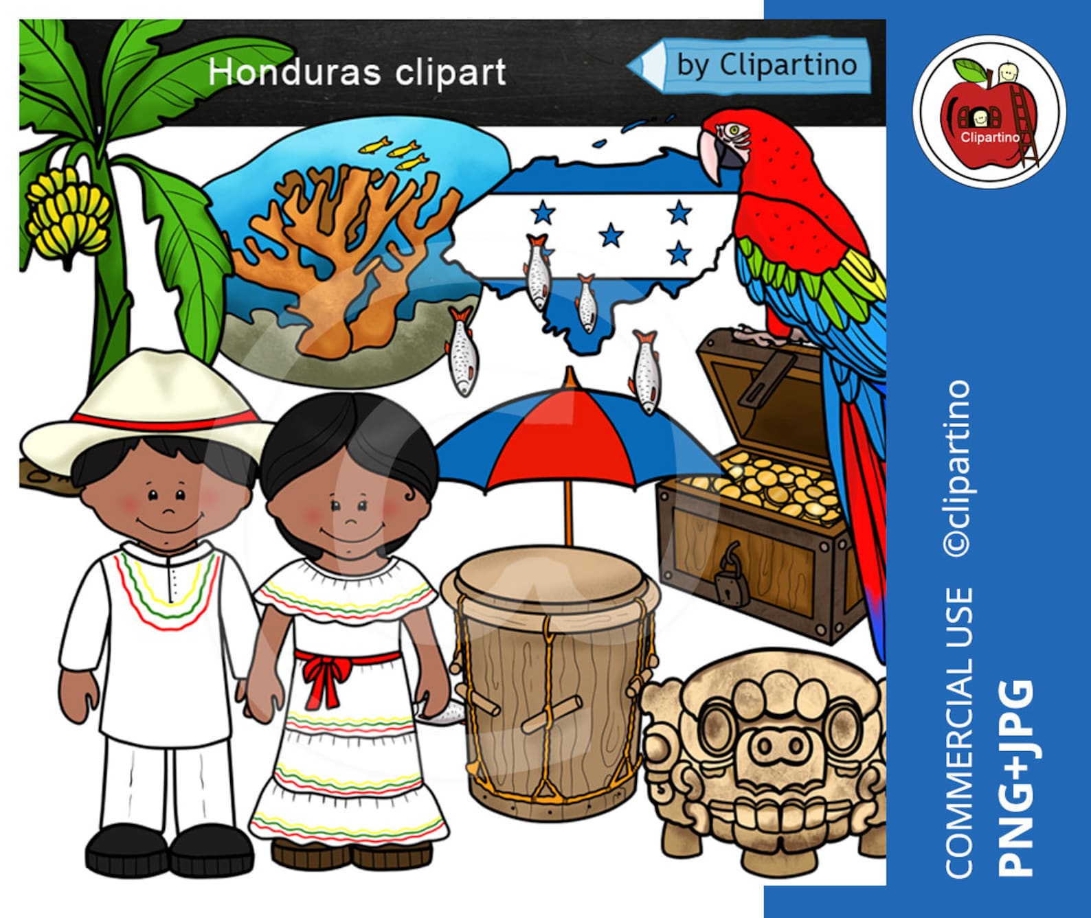 Honduras Cliparthonduras Boy and Girl Clip Artcountry Clip Etsy