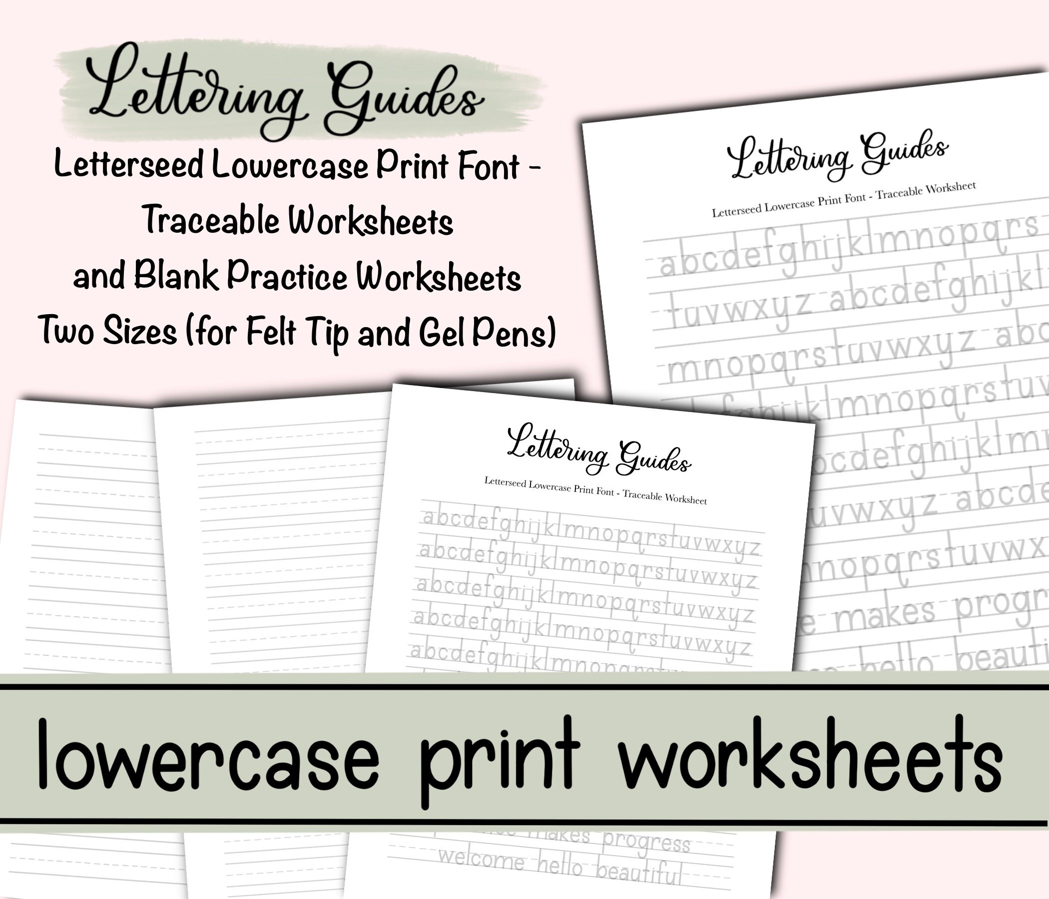 Lowercase ABC Print Font Practice Hand Lettering Traceable | Etsy
