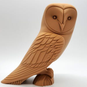 Barn Owl Sculpture | 20+ Colors | 6" Tall | 3D Printed to Order | Realistic Wildlife Bird Nature Lover Gift