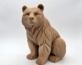Seated Bear Sculpture - 6" Tall - 16 Colors Available