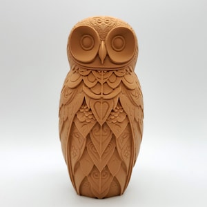 Ornately Carved Burrowing Owl Totem | 6" Tall Folk Art Sculpture (20+ Colors)