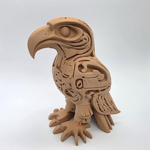 Carved Eagle Totem Sculpture - 6 to 12" Tall - 16 Colors 3D printed to order