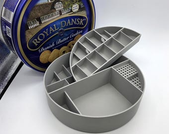 Cookie Tin Sewing Organizer STL FILE ONLY! No physical Item | 3D Print Insert (Digital Download) Royal Dansk Danish Butter Cookies 7.7" tin