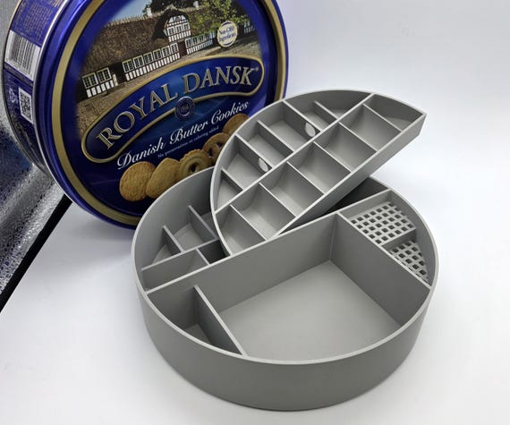 Cookie Tin Sewing Organizer STL FILE ONLY! No physical Item | 3D Print Insert (Digital Download) Royal Dansk Danish Butter Cookies 7.7" tin