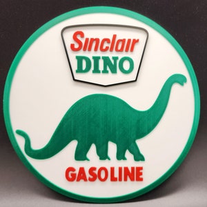 Vintage Sinclair Dino Gas Sign - 3D Printed Wall Decor Classic Retro Multicolor Reproduction 70&#39;s 80&#39;s Cars Trucks Fuel Dinosaur