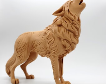 Standing Howling Wolf Sculpture - 6 to 12" Long - 16 Colors Available