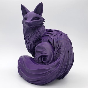 Wood Carved Fox Sculpture - 4 to 12" Tall - 21+ Colors - 3D Printed to ...