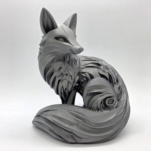 Wood Carved Fox Sculpture - 4 to 12" Tall - 21+ Colors - 3D Printed to ...