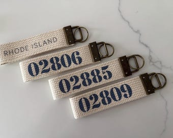 Rhode Island: East Bay Zip Code Key Chains