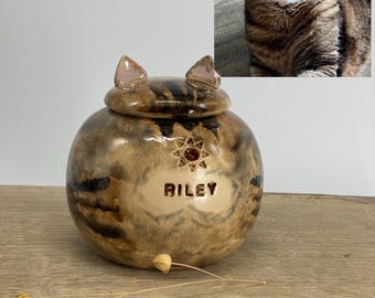 Urna personalizada para gato atigrado, urna para gato rayado, urna por foto