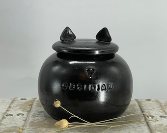 Black cat urn, cat urn, pottery cat urn, ceramic cat urn, rainbow urn