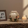 Strawberries cat urn, wild strawberries dog urn for animals, floral product logo