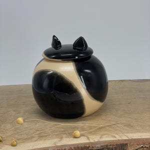 Black and white cat urn, tuxedo cat urn, spotted black white cat urn, black and white dog urn image 4