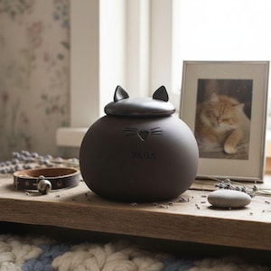 Cat Urn, Ceramic Urn for Ashes, Creamation Urn, Pottery Urn for Pets, Cat Urn
