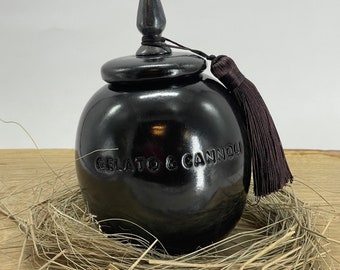 Black cat urn, black dog urn, black clay pottery