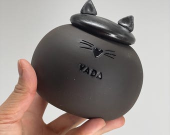 Cat Urn, Ceramic Urn for Ashes, Creamation Urn, Pottery Urn for Pets, Cat Urn