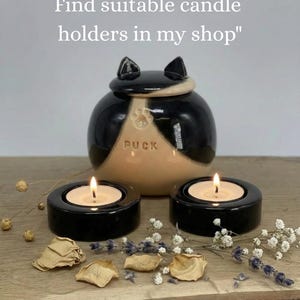 Black and white cat urn, tuxedo cat urn, spotted black white cat urn, black and white dog urn image 8