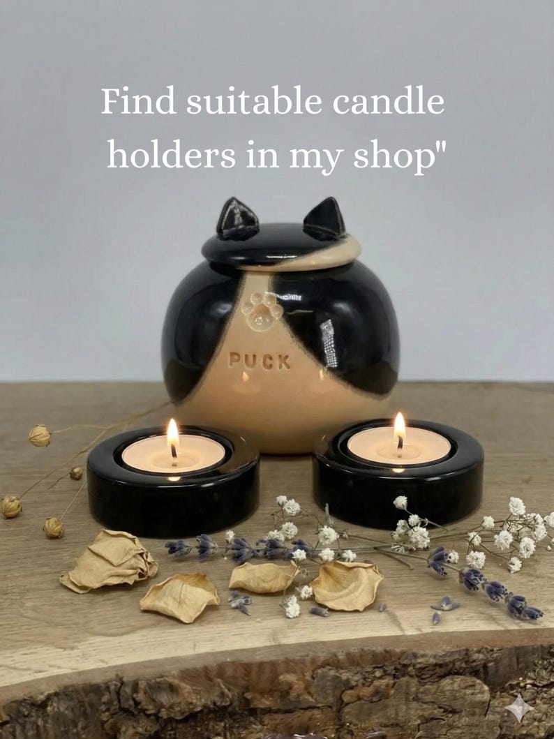 Black and white cat urn, tuxedo cat urn, spotted black white cat urn, black and white dog urn image 8