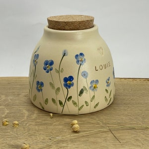 Forget me not cat urn, blue flower dog urn, small blue flowers image 4