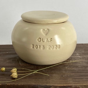 White pet Urn, Ceramic Urn for Ashes, simple pet urn