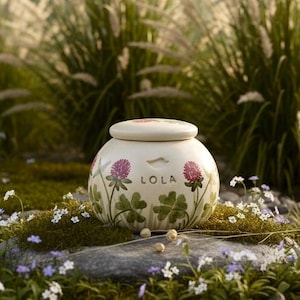 Clover pet Urn, Lucky Grass pet Urn, cat urn, dog urn, lucky symbol