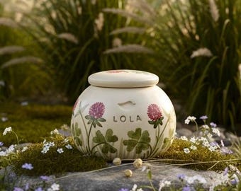 Clover pet Urn, Lucky Grass pet Urn, cat urn, dog urn, lucky symbol