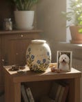 Forget-Me-Not Pet Urn: Hand-Painted Floral Ceramic Cat/Dog Memorial product logo
