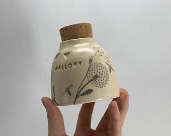 Dandelion urn, animal urn, cat urn, Pottery urn for animals, floral
