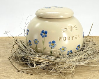 Forget me not  pet Urn, blue cat urn, blue small flowers, dog urn