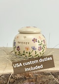 Floral Ceramic Pet Urn: Multicoloured Forget-Me-Not Design product logo
