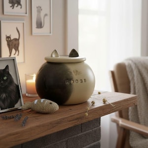 Grijs-witte kattenurn, grijs-witte kattenurn, grijs-witte kattenurn gevlekt, grijs-witte hondenurn