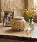 Orange yellow forget me not flowers urn, orange cat urn, product logo