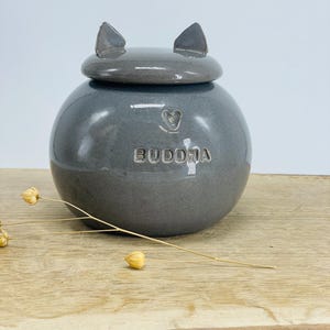 British Shorthair cat urn, Gray Cat Urn, Gray Pottery Urn, gray dog urn