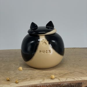 Black and white cat urn, tuxedo cat urn, spotted black white cat urn, black and white dog urn image 5